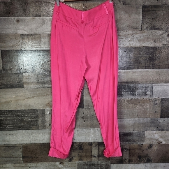 New Alice + Olivia Arthur Silk Blend Crepe Pants in Strawberry 4 - Picture 5 of 8